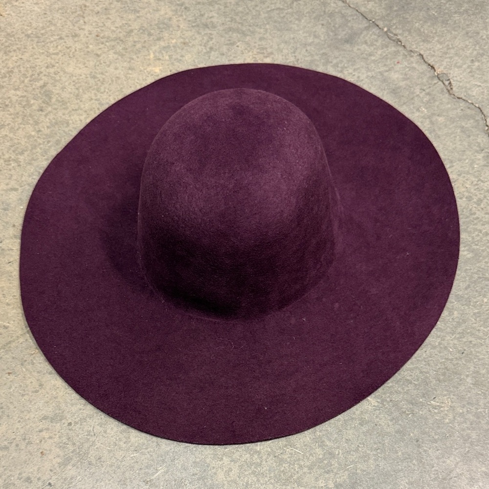 American Apparel Wide Brim Felt Fedora Hat - Plum